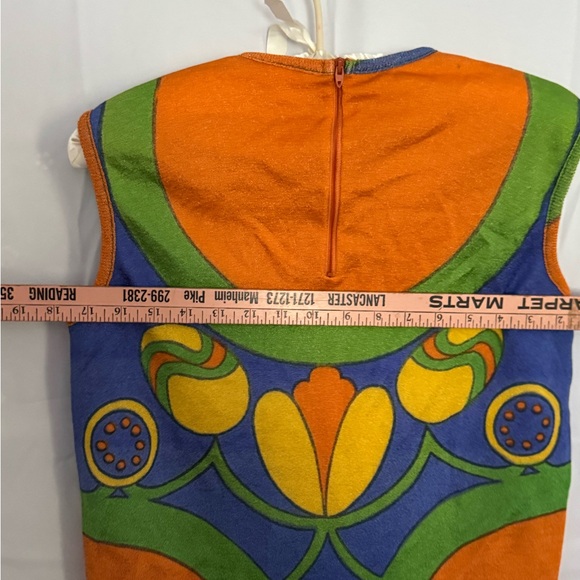 Vintage Lady Van Heusen Colorblock 70’s Sleeveless Floral Mod Mid So Cool - Picture 10 of 15